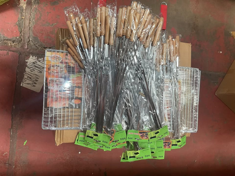 Stainless Steel BBQ Skewers – 6-Piece Reusable Kebab Sticks for Grilling & Shish Kebabs
