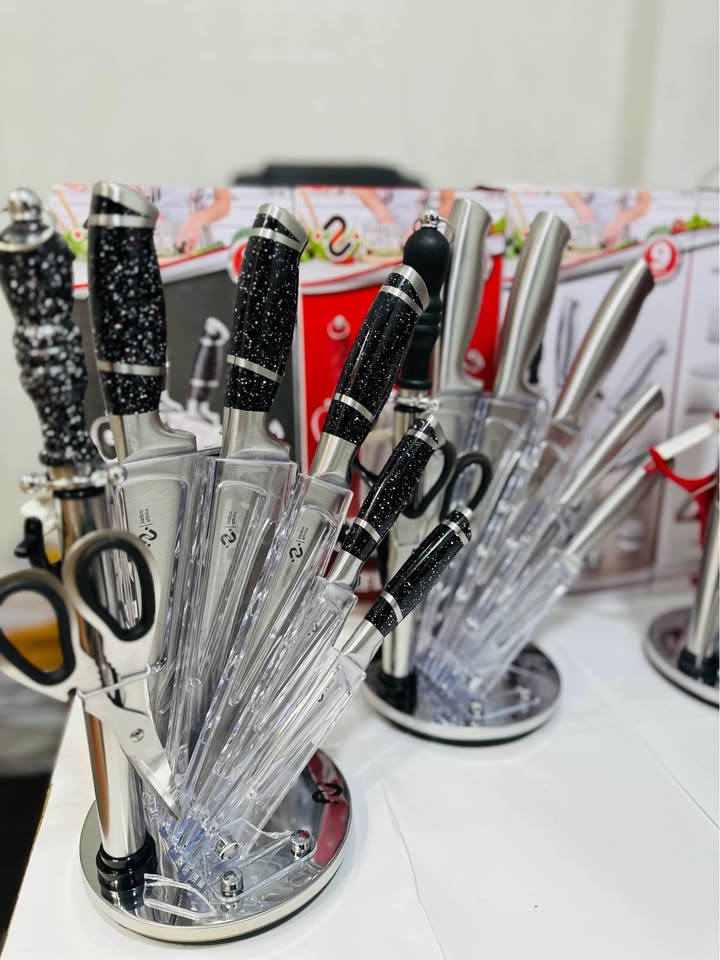 8-Piece Kitchen Knife Set with Rotary Stand – Complete Cutting Solution