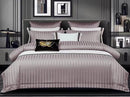 4-Piece Luxury Cotton Satin Striped Duvet Cover Set – Soft & Elegant Bedding Set