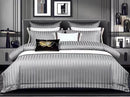 4-Piece Luxury Cotton Satin Striped Duvet Cover Set – Soft & Elegant Bedding Set