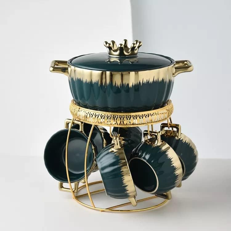 Fancy Ceramic Soup Set with 6 Soup Bowls