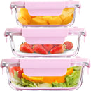 Food Storage Containers with Airtight Lids set of 3 pcs Blue (Pink)