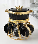 Fancy Ceramic Soup Set with 6 Soup Bowls