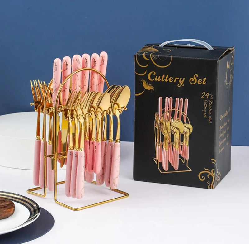 Stainless Steel Cutlery Set – Complete Kitchen Utensil Set for Daily Use & Dining
