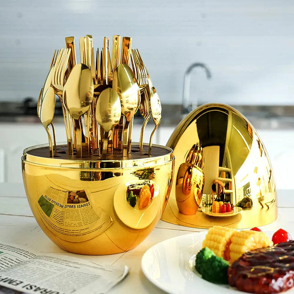 24-Piece Egg Shaped Spoon Set – Elegant & Durable Cutlery