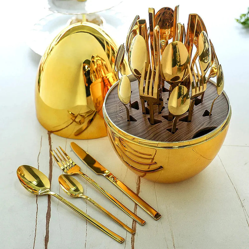 24-Piece Egg Shaped Spoon Set – Elegant & Durable Cutlery