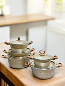 10 Pieces Induction Cooking Pots Best for Kitchen Food Storage Granite Aluminium Cookware Suitable for gas and Induction stove Durable Heat Distribution