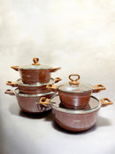 10 Pieces Induction Cooking Pots Best for Kitchen Food Storage Granite Aluminium Cookware Suitable for gas and Induction stove Durable Heat Distribution