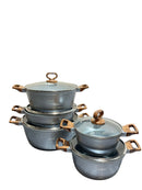 10 Pieces Induction Cooking Pots Best for Kitchen Food Storage Granite Aluminium Cookware Suitable for gas and Induction stove Durable Heat Distribution