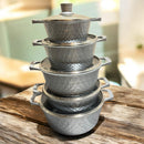 10-Piece Induction Friendly Granite Aluminum Cooking Pot Set with Handles & Lids for Kitchen Cookware Pasta Dishes Soups Durable Stockpots for Home & Professional Use