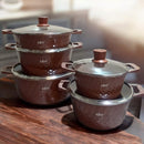 10-Piece Induction Friendly Granite Aluminum Cooking Pot Set with Handles & Lids for Kitchen Cookware Pasta Dishes Soups Durable Stockpots for Home & Professional Use