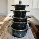 10-Piece Induction Friendly Granite Aluminum Cooking Pot Set with Handles & Lids for Kitchen Cookware Pasta Dishes Soups Durable Stockpots for Home & Professional Use