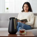 1L Black Thermal Coffee Carafe Vacuum Insulated Tea Server Jug with Gold Accent