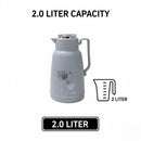 2L Insulated Thermos Flask – Grey Vacuum Hot & Cold Bottle with Handle